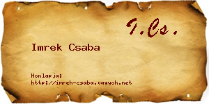 Imrek Csaba névjegykártya